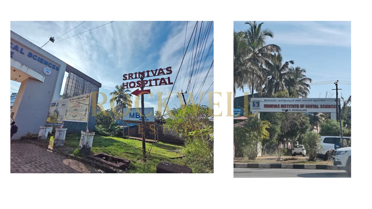 Real site photographs of Srinivas Hospital and Srinivas Institute of Dental Sciences near Rohan Marina One.