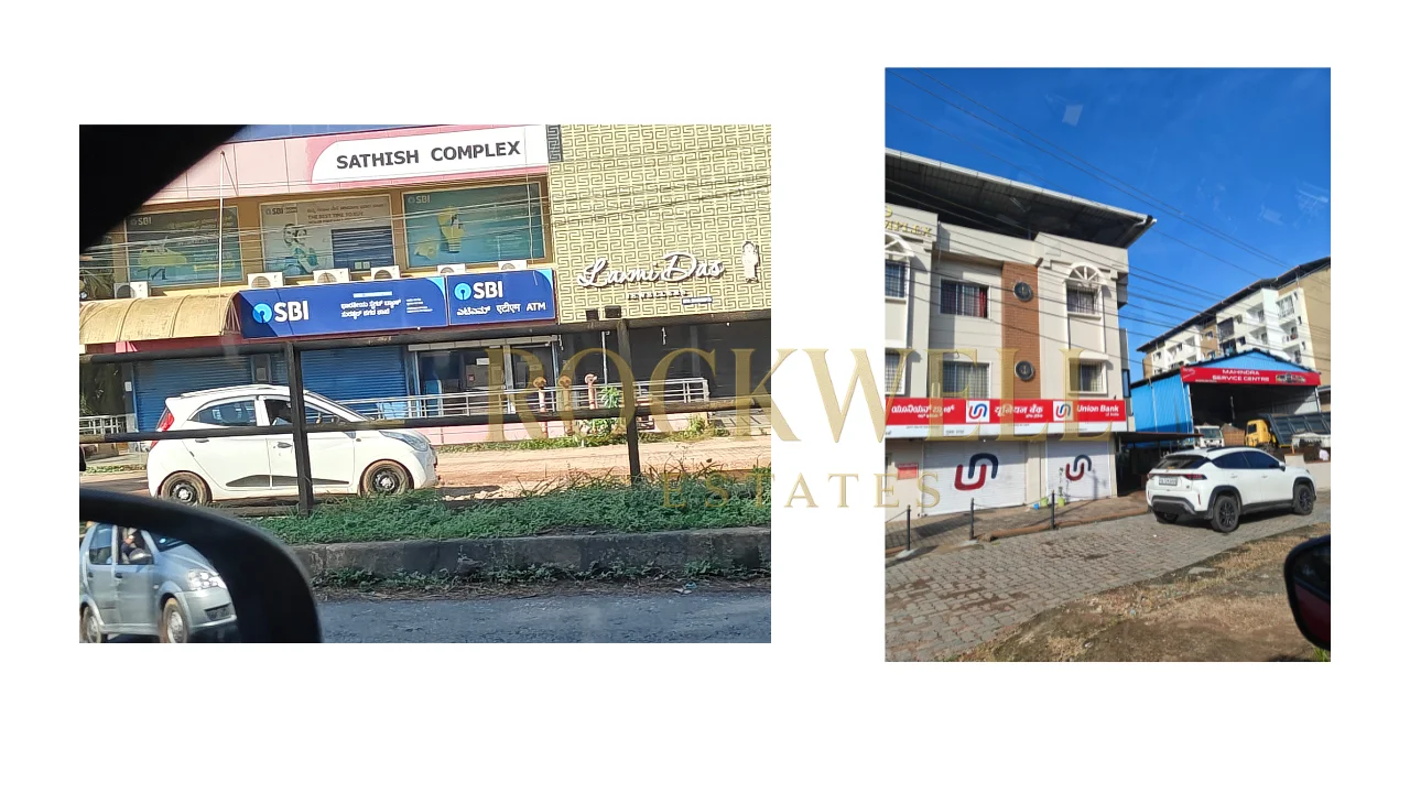 Photographs showing SBI branch and Union Bank located near the Rohan Marina One project location.