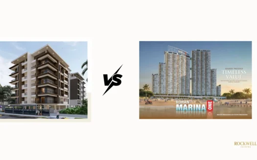 Rohan Marina One vs Laxmi Govind comparison featured image comparing luxury residential apartment projects in Mangalore including location, scale, pricing, amenities, and investment value