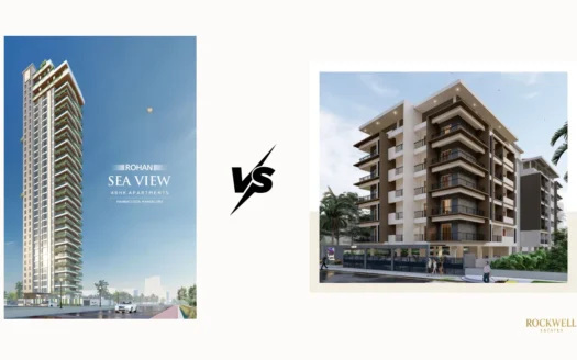 Rohan Sea View vs Laxmi Govind comparison featured image comparing luxury apartment projects in Mangalore including location, pricing, amenities, views, and investment potential