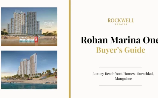 Rohan Marina One Buyers Guide blog featured image showing oceanfront high-rise residential towers in Surathkal, Mangalore