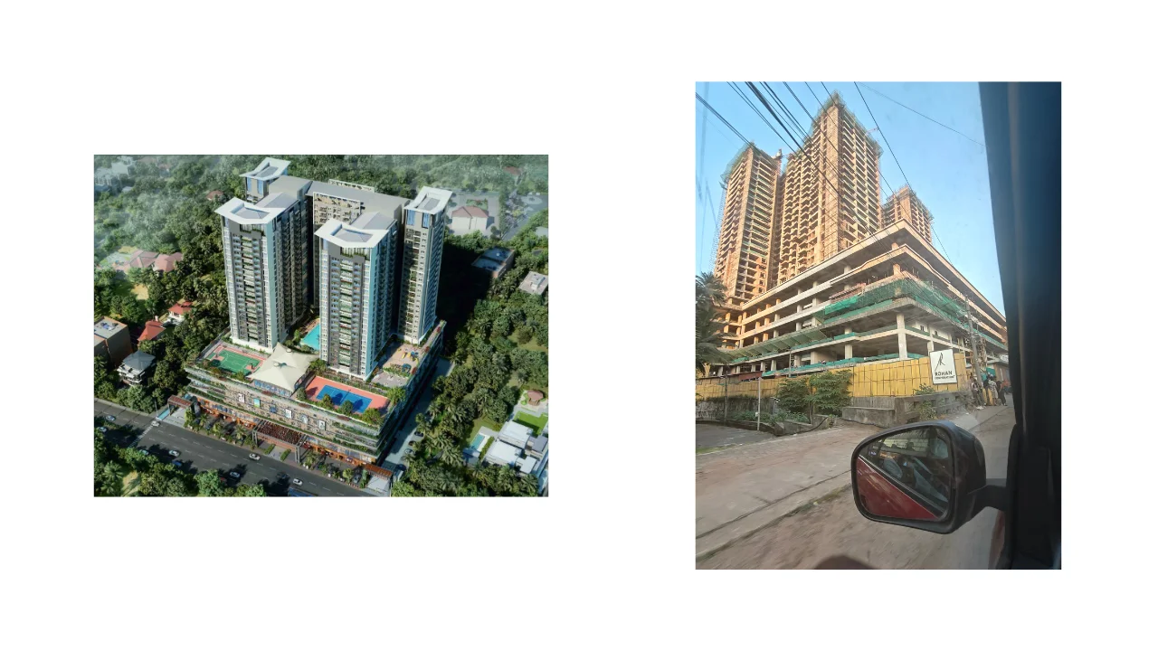 Rohan City real site image showing integrated residential towers and podium development in Mangalore